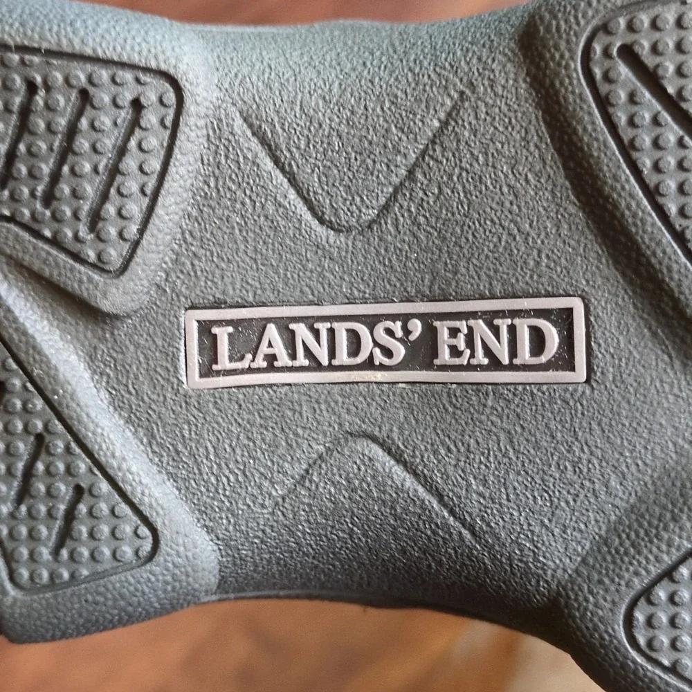 Lands End Shoes Womens Gray 6.5 Suede Winter Boots Quilted Side Zip 503405